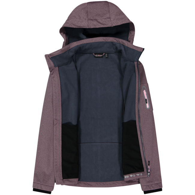 CMP W jacket Zip Soft shell Hood - Pink/Melange