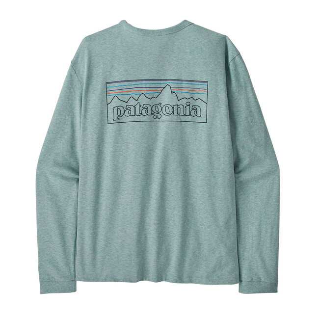 PATAGONIA W's L/S P-6 Logo Responsibili-Tee - P-6 Outline: Virtually Blue
