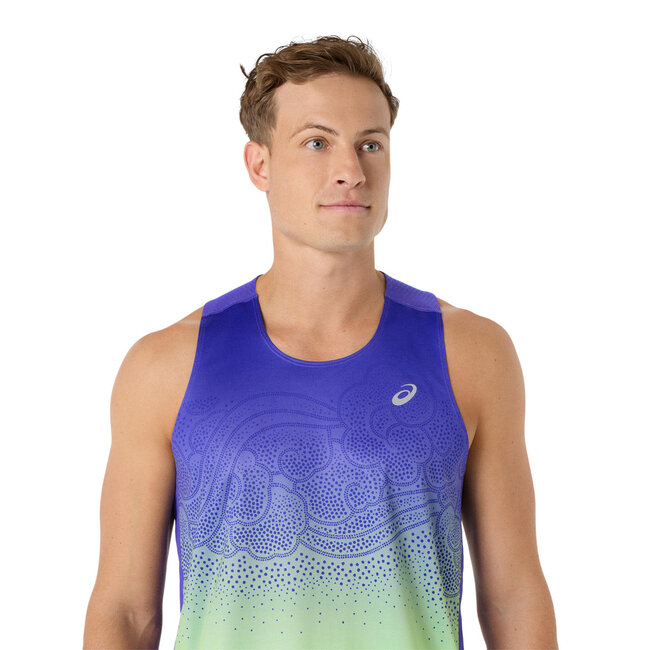 ASICS Road Fade Singlet - Cobalt/Green