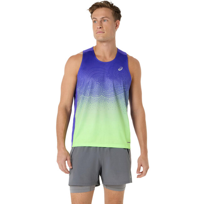 ASICS Road Fade Singlet - Cobalt/Green