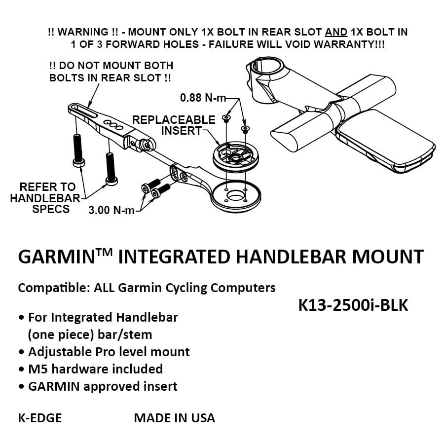 K EDGE K-EDGE Garmin Integrated Handlebar System (IHS) Mount