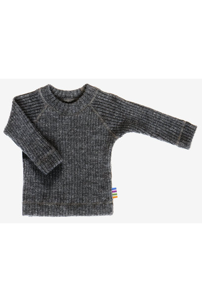 Joha trui rib merinowol -  dark grey melange