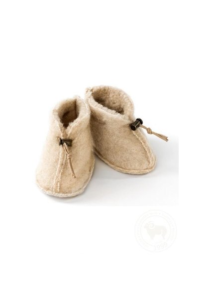 Alwero wollen baby slofjes emo beige