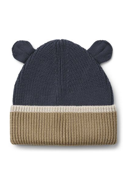 OUTLET Liewood gina beanie muts midnight navy / oat mix