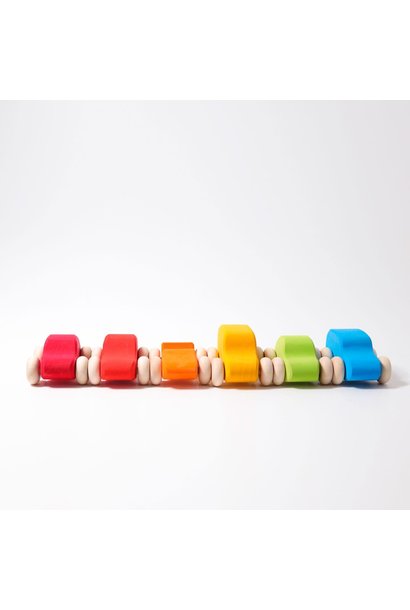 houten auto's 6 stuks