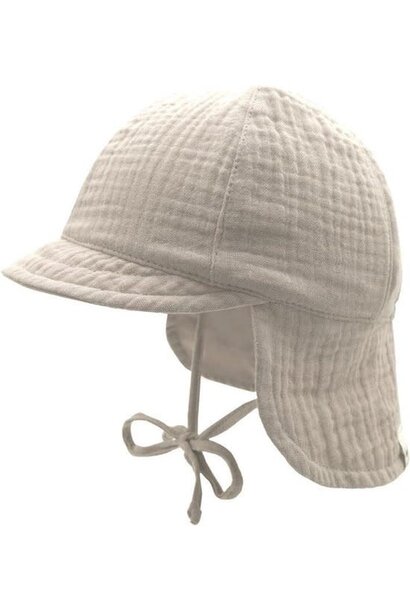 Maximo zonnehoedje met nek flap musselin beige