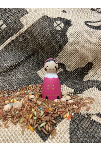 Houten pegdoll piet roze