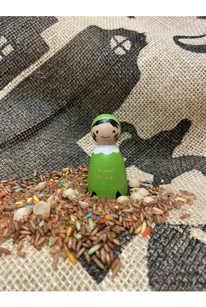 Houten pegdoll piet groen