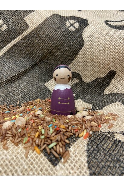 Houten pegdoll piet paars