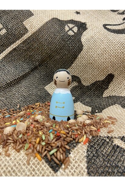 Houten pegdoll piet pastel blauw