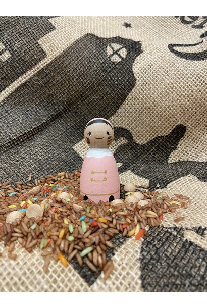 Houten pegdoll piet pastel roze