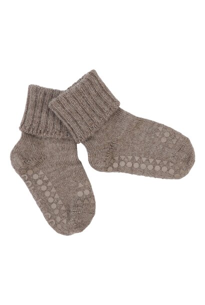 GoBabyGo alpaca wollen anti slip sokjes walnoot