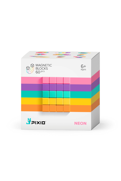 Pixio magnetische blokjes abstract neon - 60 stuks