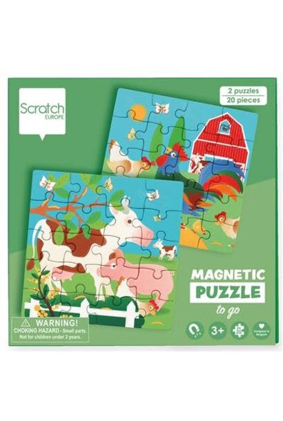 Scratch magnetische puzzel 2 puzzels, 20 delig - boerderij