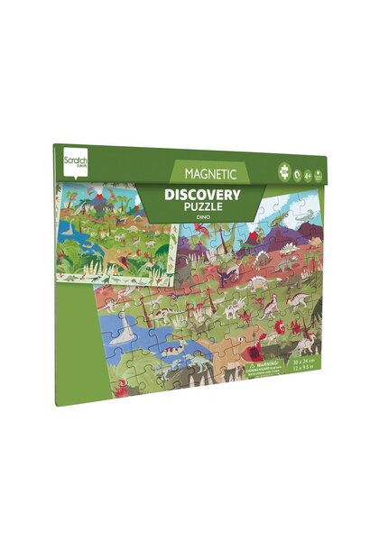 Scratch magnetische zoek puzzel - dino 80 delig