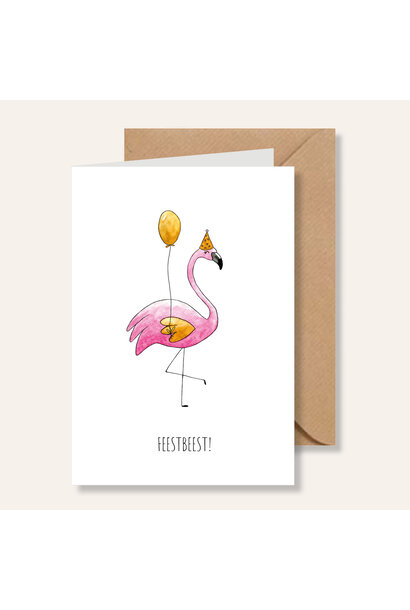 Juulz wenskaart |  flamingo feestbeest