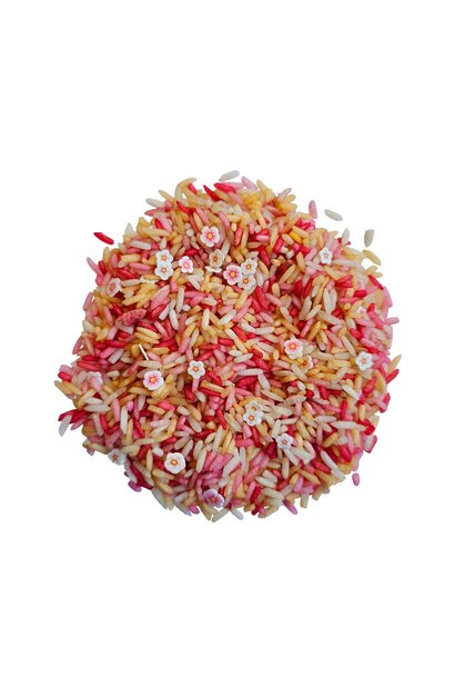 speelrijst 300 gram - roze bloemen mix