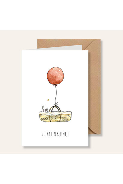 Juulz wenskaart | hoera een kleintje mozes mandje