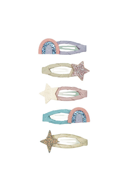 Mimi & Lula mini klik klak haarspeldjes regenboog / ster