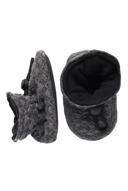 Melton slofjes met anti slip - 180 dark grey melange