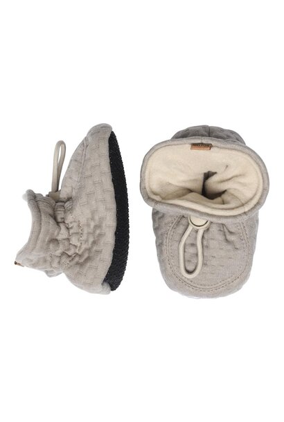 Melton slofjes met anti slip - 413 beige melange