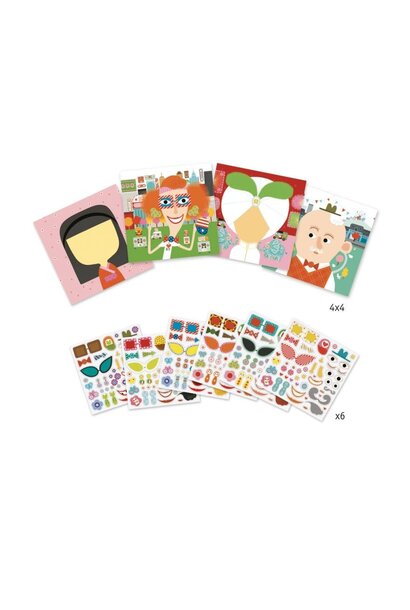 Djeco knutselset creëeren met stickers gezichten DJ08934