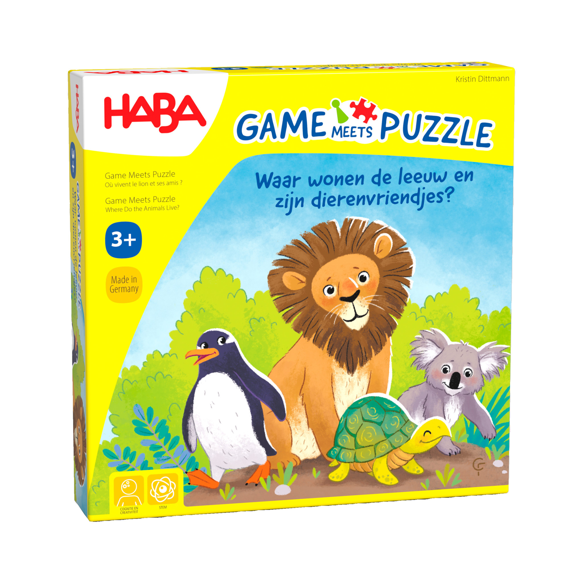 puzzel spel waar wonen de leeuw en zijn dierenvriendjes 3+-1