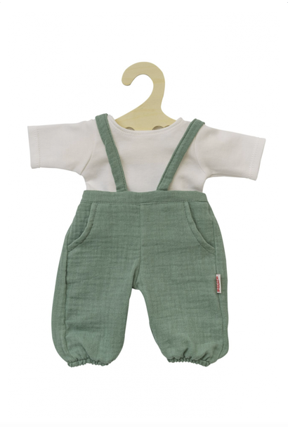 poppenkleding tuinbroek met t-shirt - groen/wit