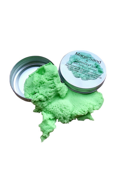 Sensoryfun magic sand blikje 200gr - groen