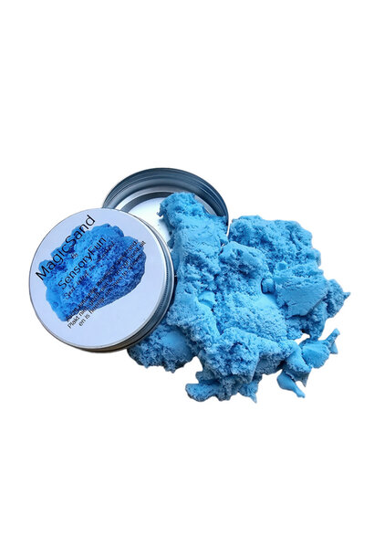 Sensoryfun magic sand blikje 200gr - blauw
