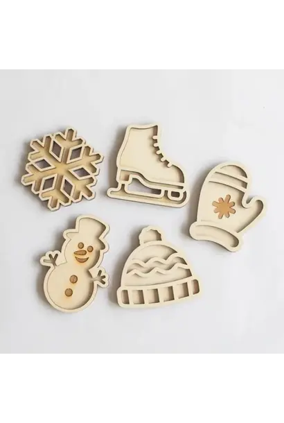 Houten mini speeltray ( set v 5)  winter