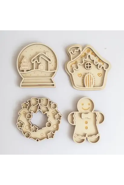 Houten mini speeltray ( set v 4) cozy christmas