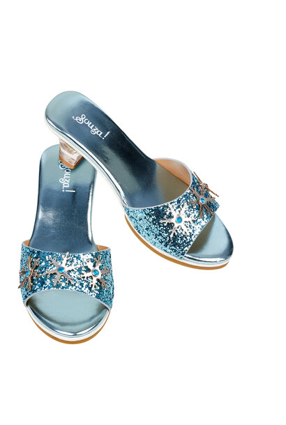 slippers met hoge hak blauw metallic
