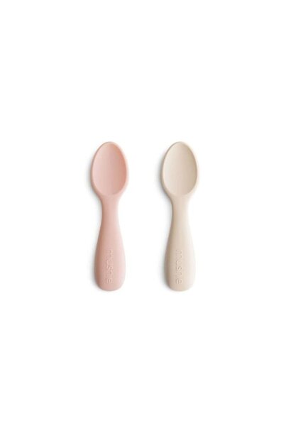 Mushie siliconen lepel set blush / sand