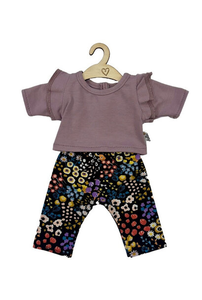 Hollie poppenkleding broek + shirt  lavender flowers
