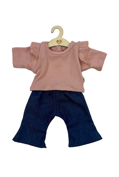 Hollie poppenkleding flared jeans + roze shirt