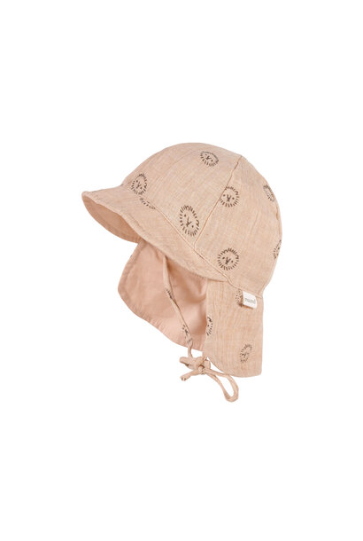 Maximo zonnehoedje met nek flap beige gemêleerd leeuw