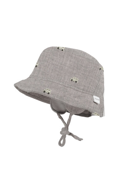 zonnehoedje baby bucket hat voertuigen grijs