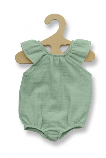 Poppenkleding 34cm romper met ruches mintgroen