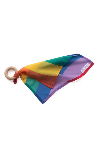 Little botanic label playcycle speeldoek met ring 30cm - waves regenboog