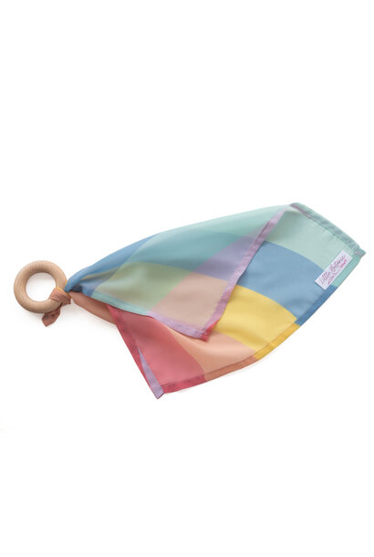 Little botanic label playcycle speeldoek met ring 30cm - waves pastel
