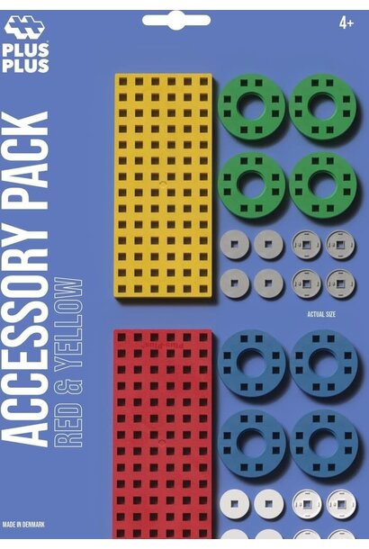 Plus Plus basis bouwplaten met wielen geel/rood