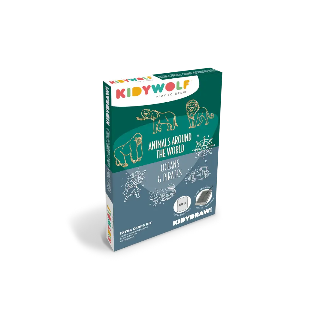 Kidywolf navulling voor kidydraw mini tekenbord - wereld dieren + piraten-1