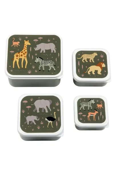 A little lovely company snack en lunchtrommel ( set v 4 ) savanna wilde dieren