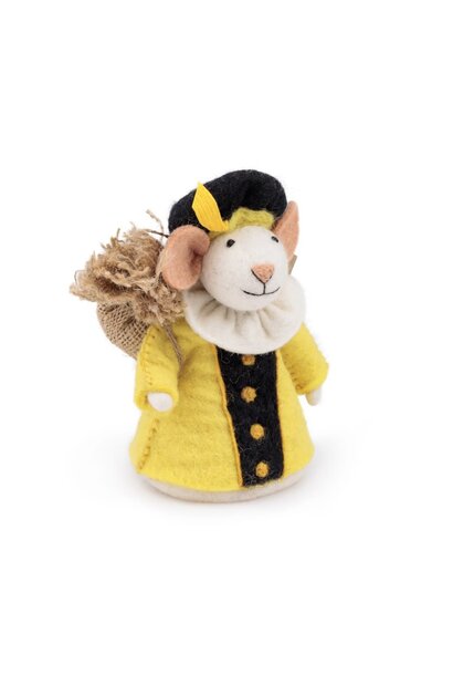 decoratie piet muis 18cm - geel