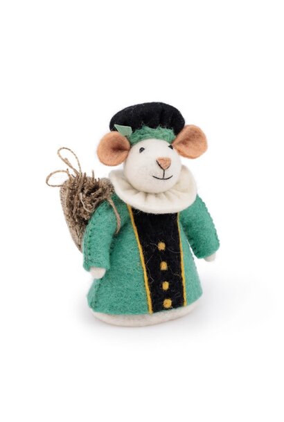 decoratie piet muis 18cm - turquoise