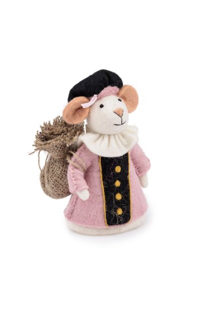 decoratie piet muis 18cm - lichtroze