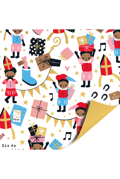 Cadeaupapier sinterklaas pieten party 200x70cm