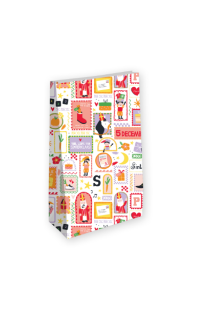 cadeauzakje met blokbodem sinterklaas feest ( per stuk )