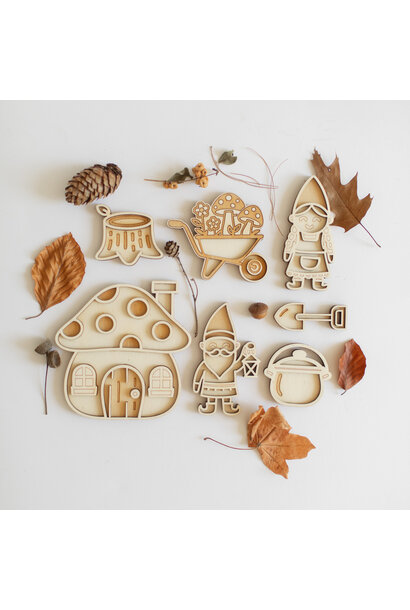 Houten speeltray kabouterdorp